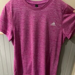 Adidas Pink Athletic Short Sleeve T-Shirt with small adidas logo